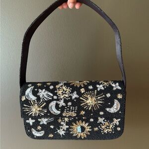 Embellished Black and Gold Women's Bag